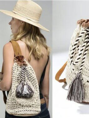 Macchia di Ruggine Crochet Bucket Backpack/Sling